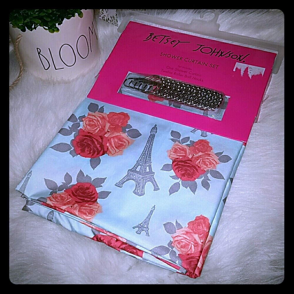 Betsey Johnson Shower Curtain Eiffel tower and ros